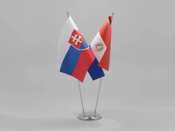 Paraguay Словаччина Прапори Співпраці Білий Фон Рендер — стокове фото