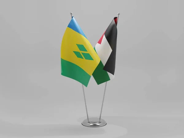 Παλαιστίνη Άγιος Βικέντιος Και Γρεναδίνες Σημαίες Συνεργασίας Λευκό Φόντο Render — Φωτογραφία Αρχείου