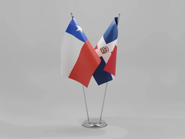 Dominican Republic Chile Cooperation Flags White Background Render — стокове фото