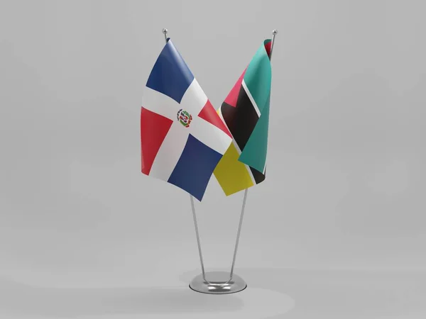 Mozambique Samenwerking Dominicaanse Republiek Vlaggen Witte Achtergrond Render — Stockfoto