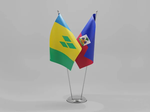 Haiti Saint Vincent Und Die Grenadinen Flaggen Der Zusammenarbeit Weißer — Stockfoto