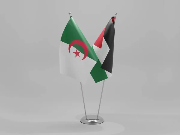 Jordanië Algerije Samenwerking Vlaggen Witte Achtergrond Render — Stockfoto