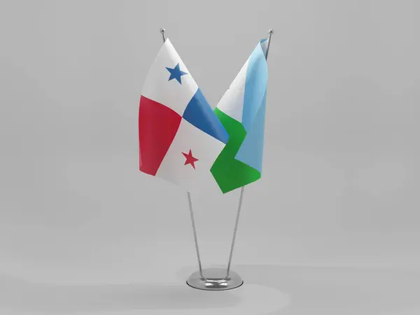 Dzsibuti Panama Együttműködési Zászlók Fehér Háttér Render — Stock Fotó