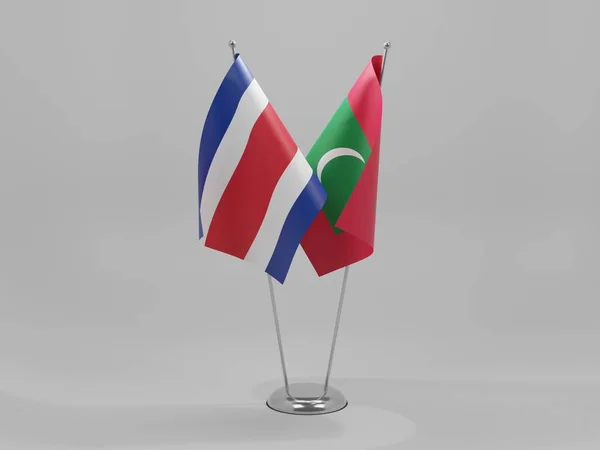 Maldivas Banderas Cooperación Costa Rica Fondo Blanco Render — Foto de Stock