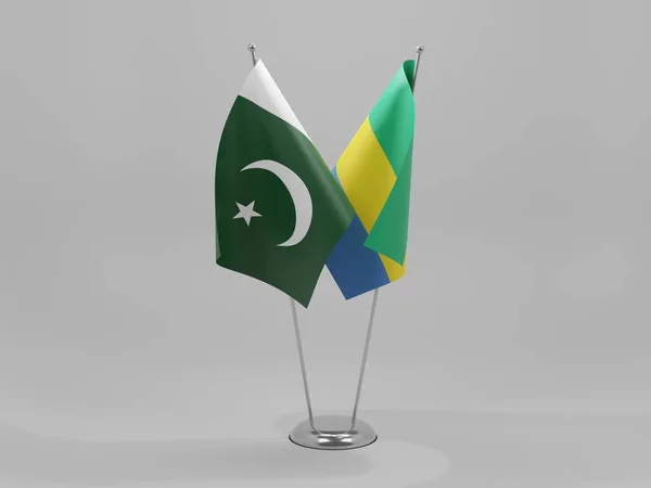 Gabon Pakistan Cooperation Flags White Background Render — стокове фото