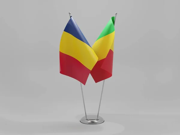 Mali Drapeaux Coopération Tchad Fond Blanc Render — Photo