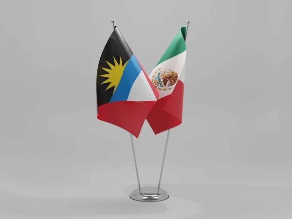 Meksyk Antigua Barbuda Flagi Współpracy Białe Tło Render — Zdjęcie stockowe