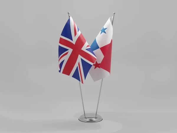 Panamá Reino Unido Bandeiras Cooperação Fundo Branco Render — Fotografia de Stock