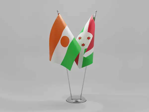 Burundi Niger Samenwerkingsvlaggen Witte Achtergrond Render — Stockfoto