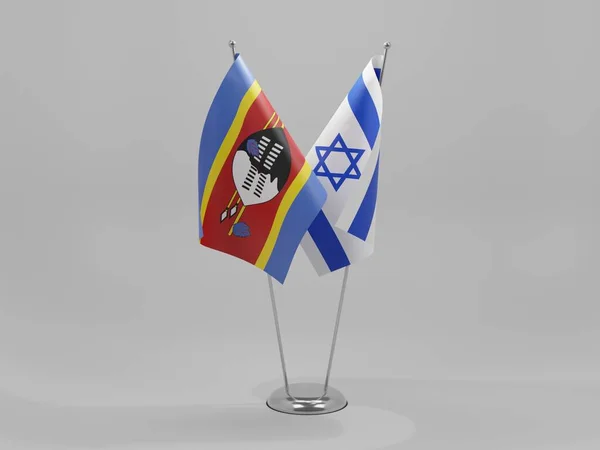 Σημαίες Συνεργασίας Ισραήλ Σουαζιλάνδης Λευκό Φόντο Render — Φωτογραφία Αρχείου