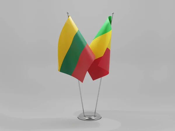 Mali Litva Spolupráce Vlajky Bílé Pozadí Vykreslování — Stock fotografie