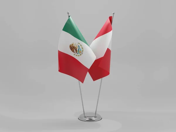 Banderas Cooperación Perú México Fondo Blanco Render — Foto de Stock