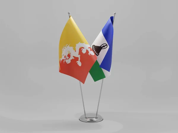 Lesotho Bhutan Cooperation Flags White Background Render — Stock Photo, Image