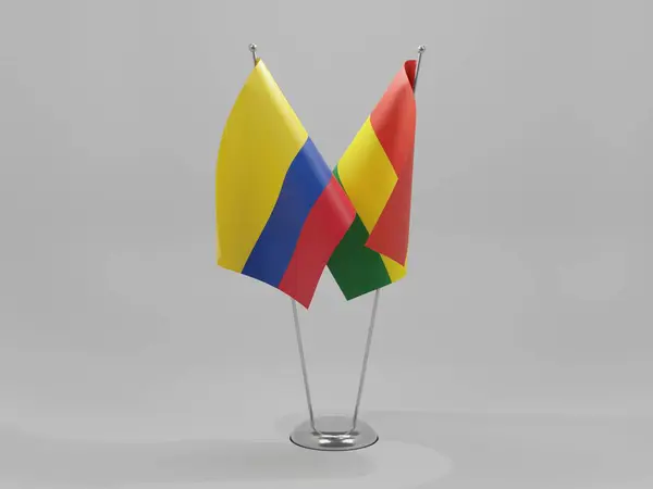 Bolívie Kolumbie Vlajky Spolupráce Bílé Pozadí Vykreslení — Stock fotografie