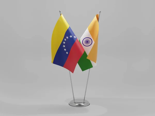 Banderas Cooperación India Venezuela Fondo Blanco Render — Foto de Stock