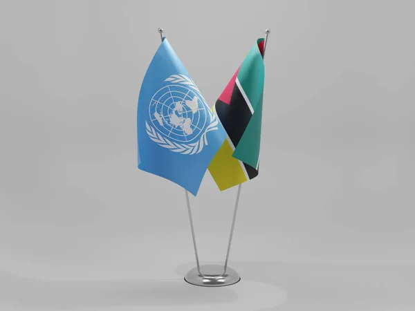 モザンビーク 国連協力旗 白の背景 3Dレンダリング — ストック写真