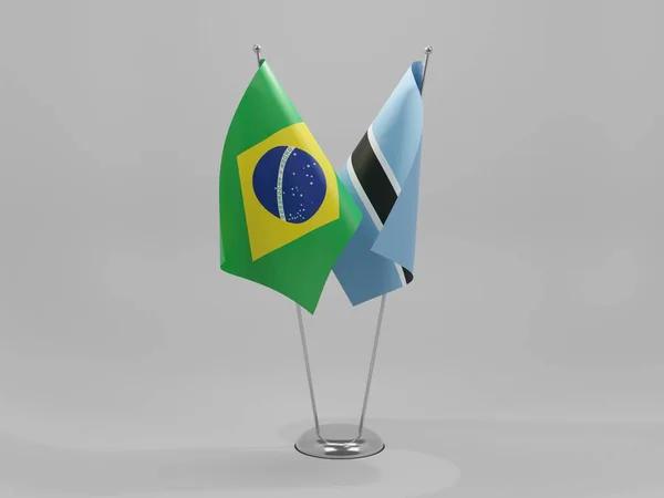 Botswana Brazil Cooperation Flags White Background Render — стокове фото