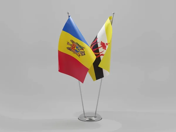 Бруней Молдова Флаги Сотрудничества Белый Фон Рендер — стоковое фото