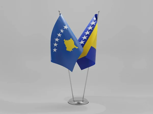 Bosnie Herzégovine Drapeaux Coopération Kosovo Fond Blanc Render — Photo