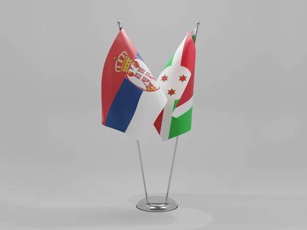Burundi Sérvia Bandeiras Cooperação Fundo Branco Render — Fotografia de Stock