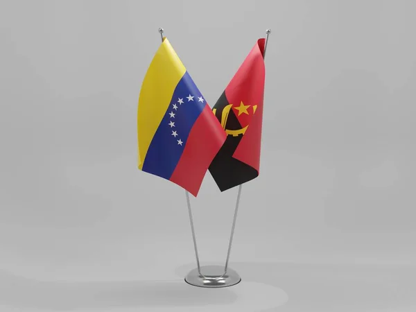 Angola Drapeaux Coopération Venezuela Fond Blanc Render — Photo