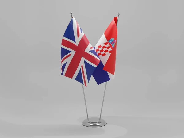 Croácia Reino Unido Bandeiras Cooperação Fundo Branco Render — Fotografia de Stock