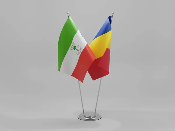 Romania Equatorial Guinea Cooperation Flags White Background Render — Stock Photo, Image