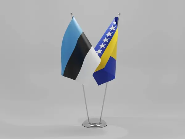 Bosznia Hercegovina Észtország Együttműködési Zászlók Fehér Háttér Render — Stock Fotó