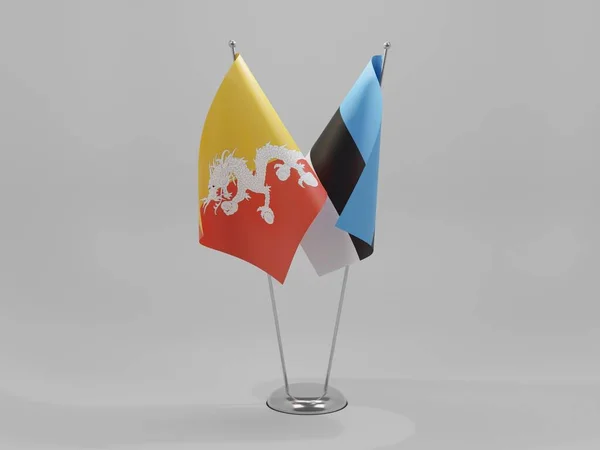 Estonia Bhutan Flagi Współpracy Białe Tło Render — Zdjęcie stockowe