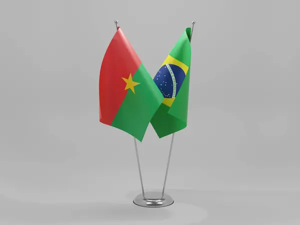 Brazilië Burkina Faso Samenwerkingsvlaggen Witte Achtergrond Render — Stockfoto