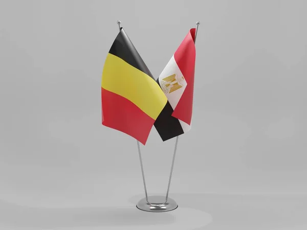 Egipto Banderas Cooperación Bélgica Fondo Blanco Render —  Fotos de Stock