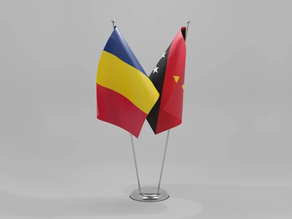 Pápua Guinea Csád Együttműködési Zászlók Fehér Háttér Render — Stock Fotó