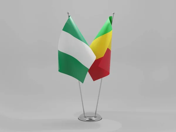Malí Banderas Cooperación Nigeria Fondo Blanco Render — Foto de Stock