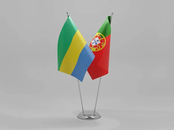 Portugal Gabon Cooperation Flags White Background Render — 스톡 사진