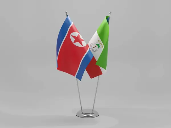 Guiné Equatorial Bandeiras Cooperação Coreia Norte Fundo Branco Render — Fotografia de Stock