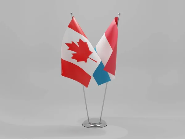 Luxemburg Kanada Kooperationsfahnen Weißer Hintergrund Render — Stockfoto