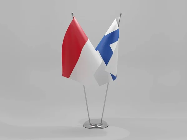 フィンランド インドネシア協力旗 白い背景 3Dレンダリング — ストック写真