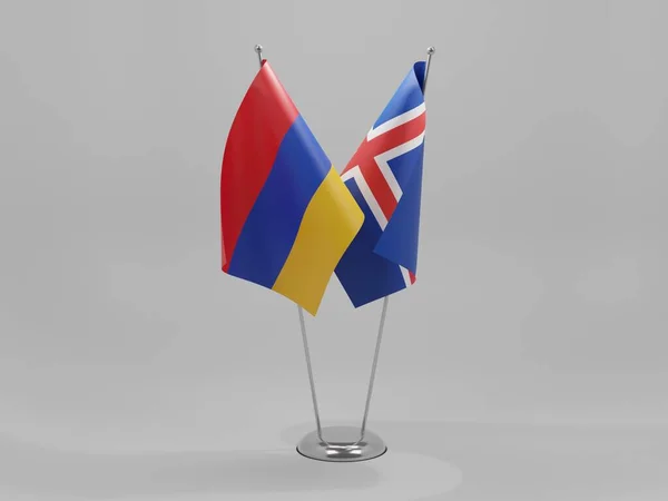 Iceland Armenia Cooperation Flags White Background Render — Stock Photo, Image