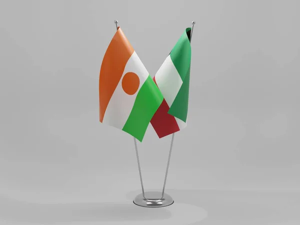 Kuwait Banderas Cooperación Níger Fondo Blanco Render —  Fotos de Stock