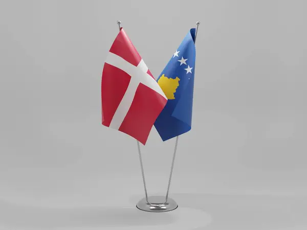 Flagi Współpracy Kosowo Dania Białe Tło Render — Zdjęcie stockowe