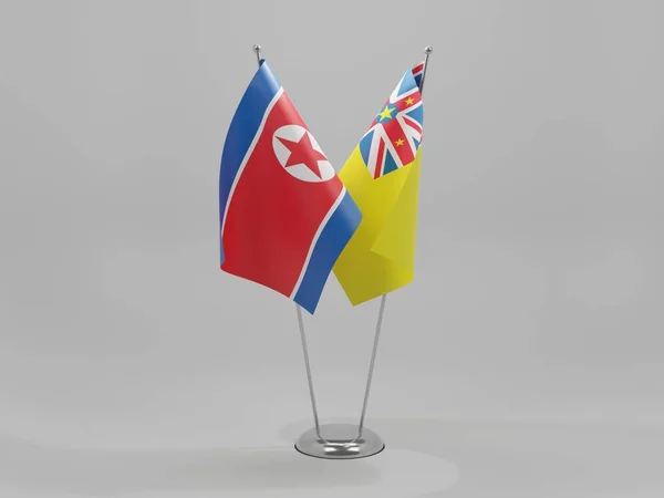Niue Nordkorea Flaggen Weißer Hintergrund Render — Stockfoto
