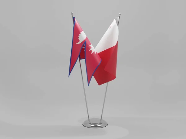 Malta Nepal Kooperationsflaggen Weißer Hintergrund Render — Stockfoto