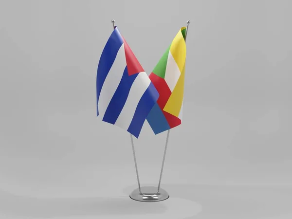 Comoren Cuba Samenwerking Vlaggen Witte Achtergrond Render — Stockfoto