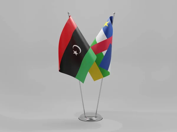 República Centroafricana Libia Banderas Cooperación Fondo Blanco Render —  Fotos de Stock