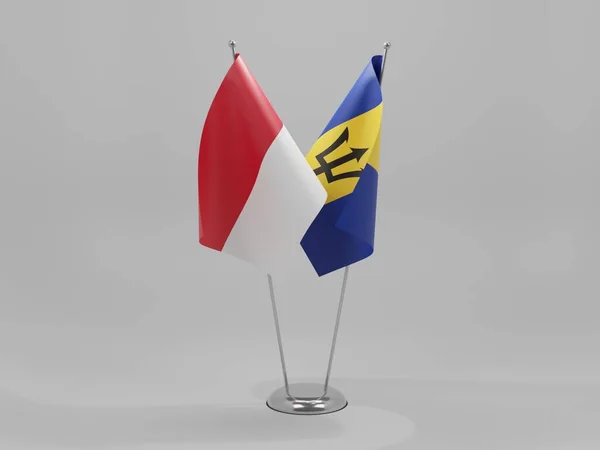 Barbados Indonésia Bandeiras Cooperação Fundo Branco Render — Fotografia de Stock