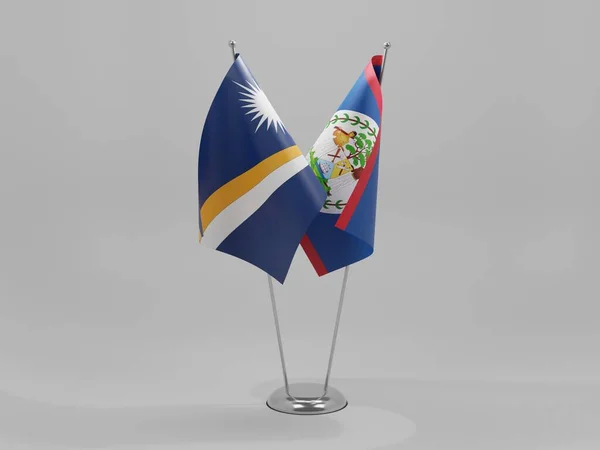 Belize Marshallöarna Flaggor För Samarbete Vit Bakgrund Render — Stockfoto
