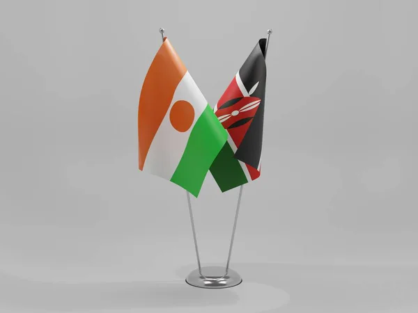 Kenia Niger Samenwerkingsvlaggen Witte Achtergrond Render — Stockfoto