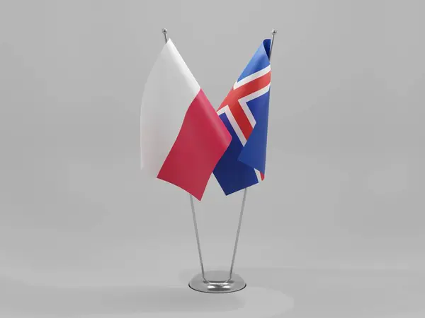 Drapeaux Coopération Islande Pologne Fond Blanc Render — Photo