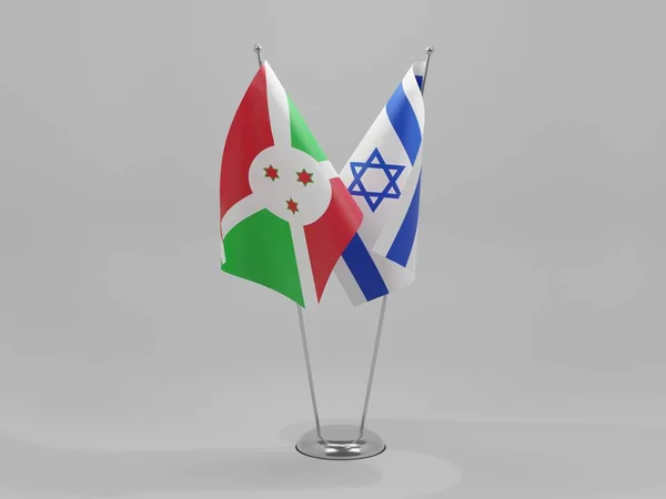 イスラエル ブルンジ協力旗 白い背景 3Dレンダリング — ストック写真
