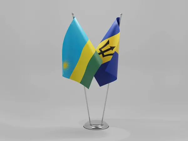 Barbados Ruanda Şbirliği Bayrakları Beyaz Arkaplan Render — Stok fotoğraf